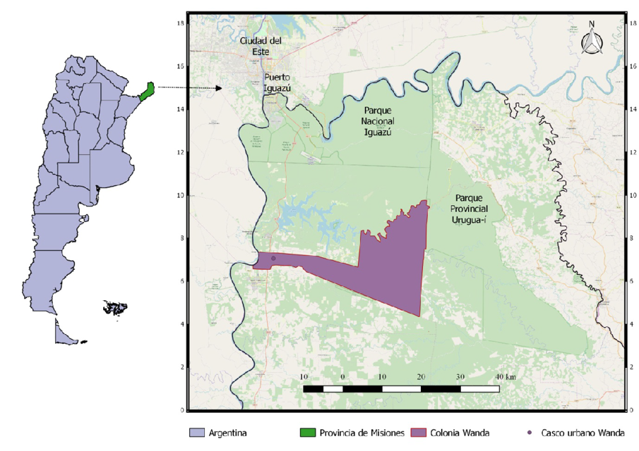 Ubicación de la Localidad Colonia Wanda en el
Departamento Iguazú, Provincia de Misiones