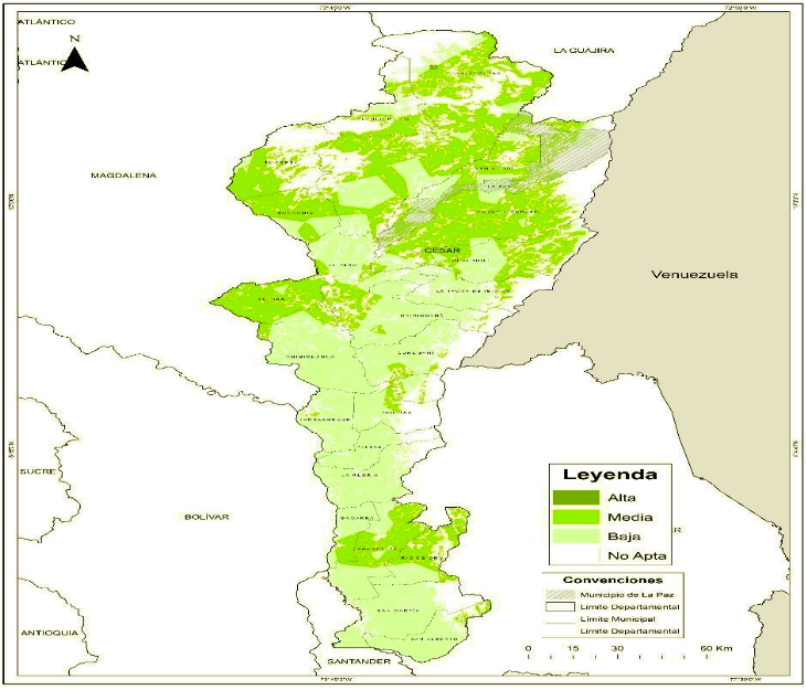 Figura  1. Mapa de áreas aptas para el cultivo de fríjol.