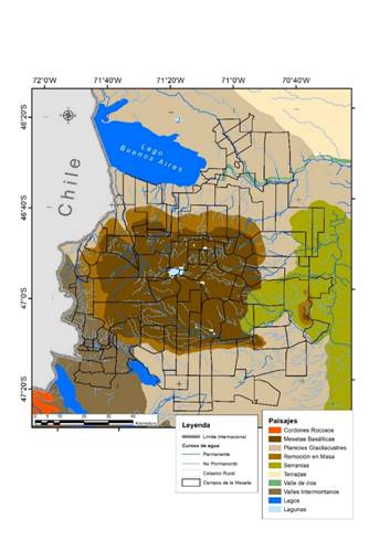 Red hídrica
de la Meseta del Lago Buenos Aires.