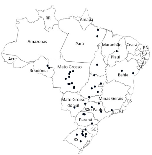 Brazilian producer locations