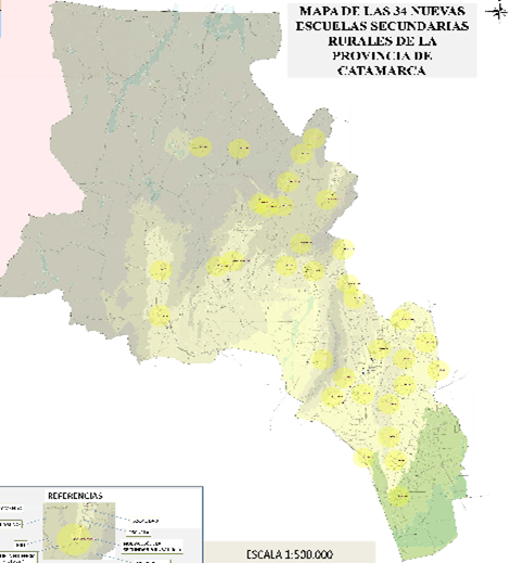 ubicaci&oacute;n de las 34 escuelas rurales creadas en el a&ntilde;o 2012