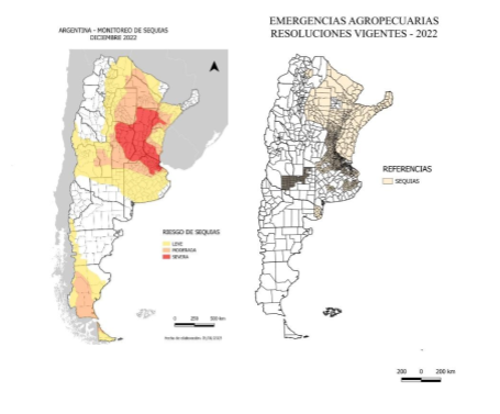 Comparaci&oacute;n entre monitoreo de sequ&iacute;as y resoluciones vigentes, 2022.