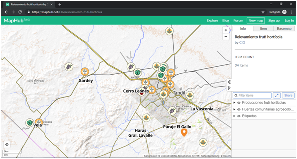 Visualizador
web de los resultados del Relevamiento Frutihortícola del partido de Tandil