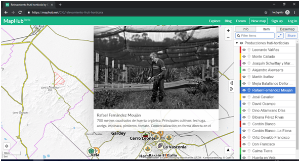 Visualizador web de los resultados del Relevamiento Frutihortícola del
Partido de Tandil, con opciones de información desplegable